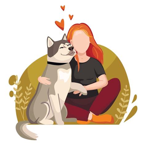 Ni A Con Una Mascota Hermosa Mujer Con Un Perro Ilustraci N Vectorial