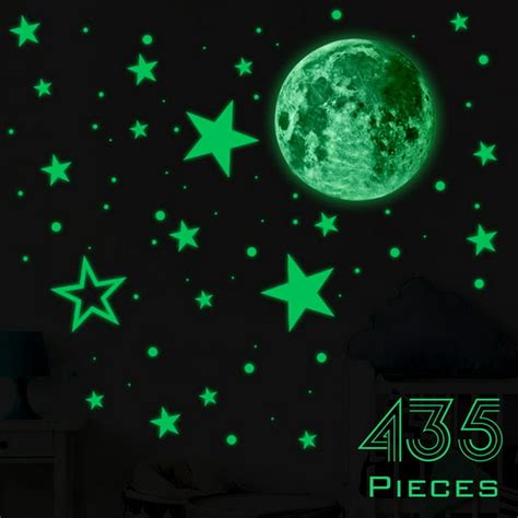 435pcs Glow in The Dark Stars Wall Stickers, Adhesive Bright Glowing ...