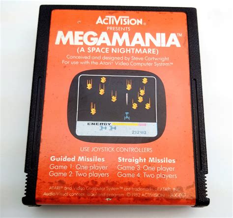 Megamania For Atari 2600 Video Game Cartridge By Activision Cleaned