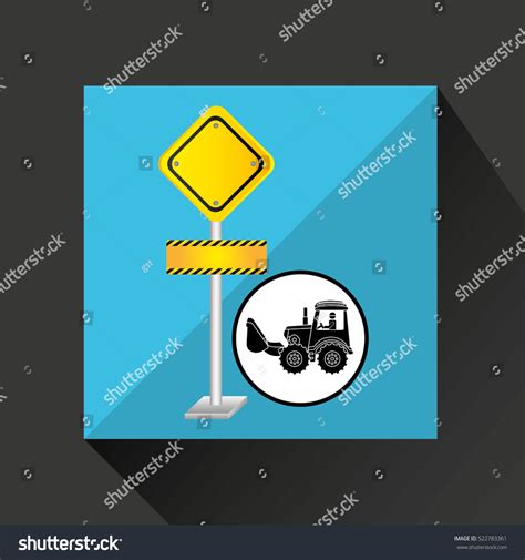 Construction Truck Concept Road Sign Design Stock Vector (Royalty Free ...