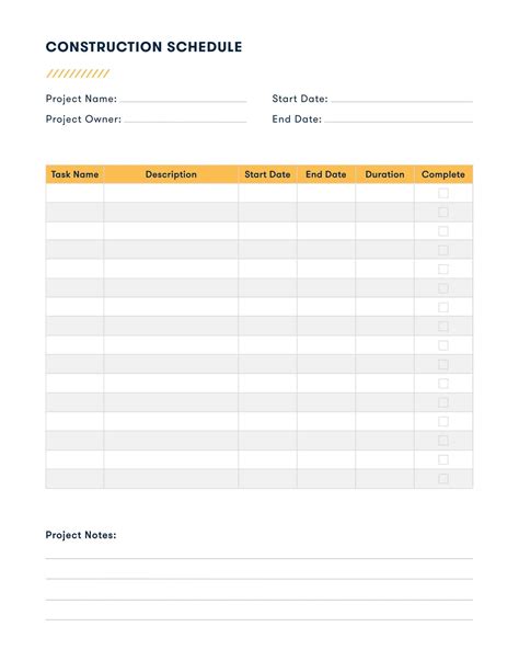 Free Printable Construction Schedule Templates [PDF, Word]