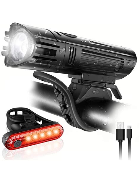 Waterproof Rechargeable LED Bike Lights Set 2000mah Lithium Battery