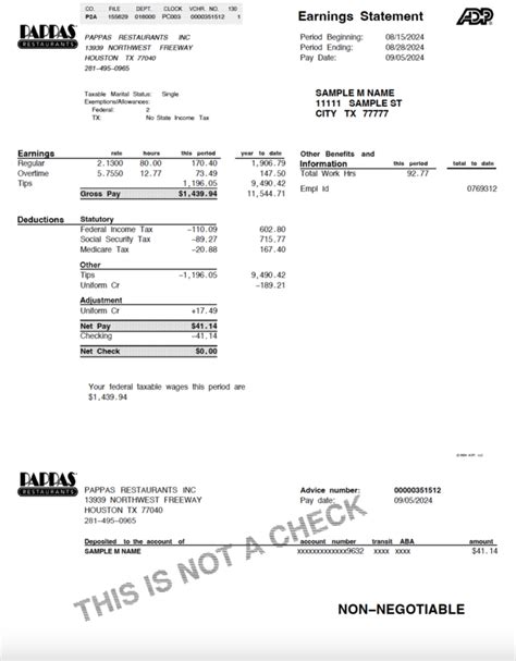 Paystub Editable Template Pappas Bbq Documentplug