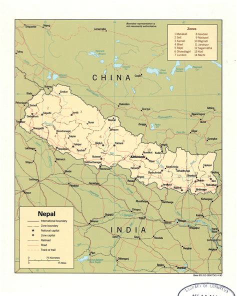 Grande detallado mapa político y administrativo de Nepal con carreteras