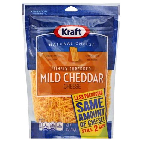 Kraft Natural Cheese Cheddar Mild Finely Shredded Shredded Cheese 8 Oz