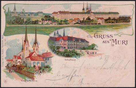 Schweiz Lithographie 1901 Gruss Aus Muri Briefmarken