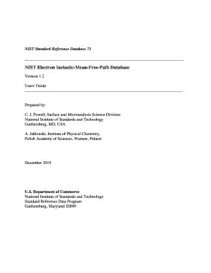 Fillable Online Nist Nist Electron Inelastic Mean Free Path Database