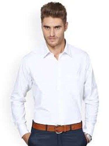 Men S Long Sleeved Regular Fit Formal Rich Poly Cotton Plain White