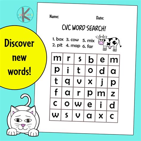 Free Printable Kindergarten Cvc Word Search Worksheets