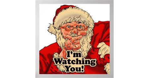 Im watching you-santa claus illustration poster | Zazzle