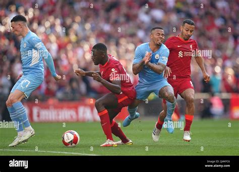 Manchester Citys Gabriel Jesus Centre Battles With Liverpools