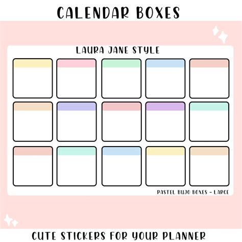 Large Box Calendar Printable