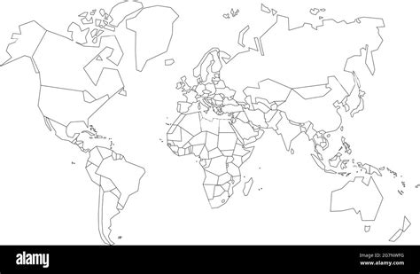 Mappa Vettoriale Del Mondo Per Studiare Incolore Con Contorni In