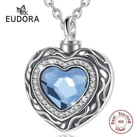 Eudora Sterling Silver Cuore Locket Del Cuore Di Cremazione Memoriale