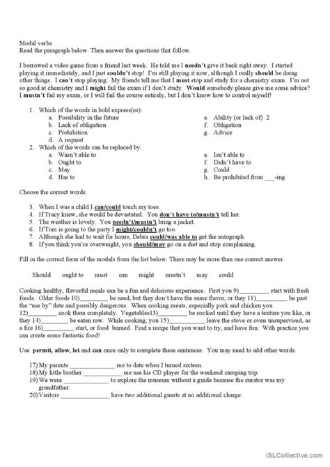 Modal Verbs Upper Intermediate English Esl Worksheets Pdf And Doc