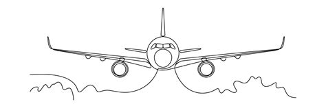 Single Line Drawing of Airplane Taking Off Modern Minimalist Travel ...