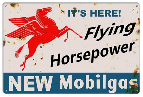 Mobilgas Mobil Oil Pegasus Flying Horse Power Metal Sign 3 Sizes Usa