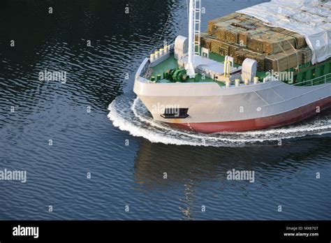 Ships In The Canal Different Perspective And Ship Types Passenger And Container Ships Stock