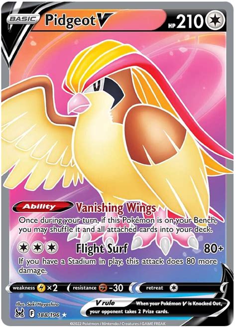 Pidgeot V Lost Origin Pokemon Card