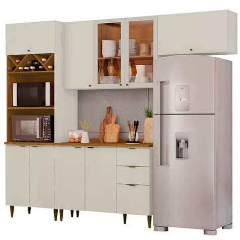 Cozinha Modulada Completa 270cm Torre Quente Dupla 4 Peças Essência