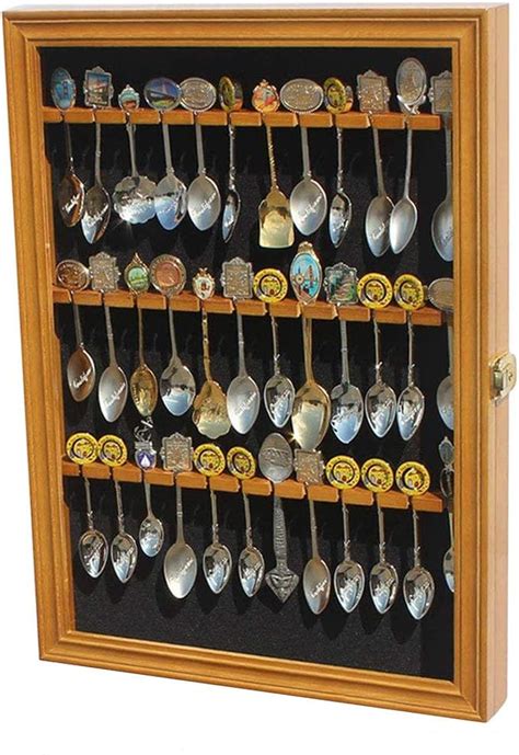 Souvenir Spoon Display Case Rack Cabinet Holder Shadow Box Real