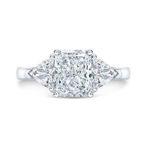 16ct Emerald Cut Natural Diamond 3 Stone Trillion Diamond Engagement