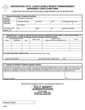 Fillable Online Archstl Sba Dependent Care Claims Form Doc