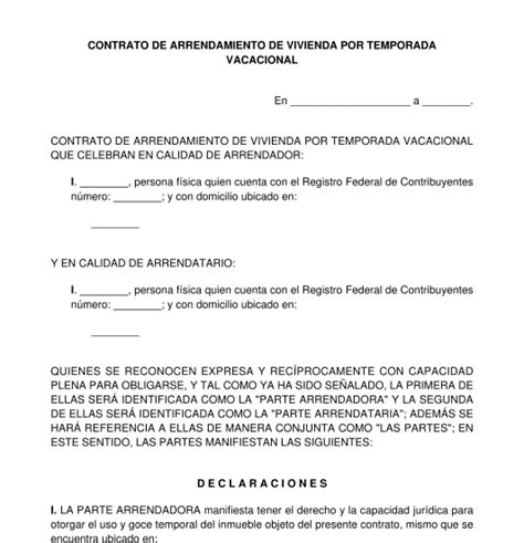 Ejemplo De Contrato De Renta De Casa