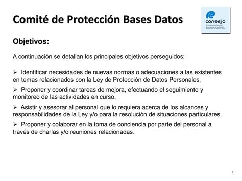 Comité de Protección Bases Datos ppt descargar