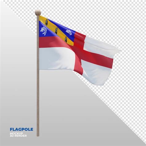 Premium Psd Realistic D Textured Flagpole Flag Of Herm