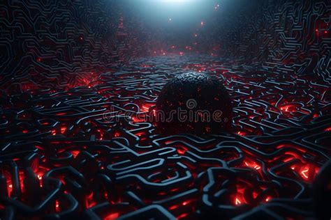 Scorched Maze Concept Neural Network Ai Generated Stock Illustration
