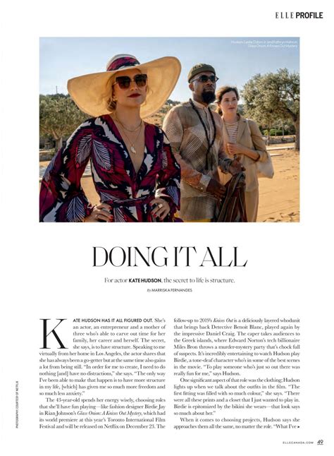 Kate Hudson Elle Canada December 2022 January 2023 Issue • Celebmafia