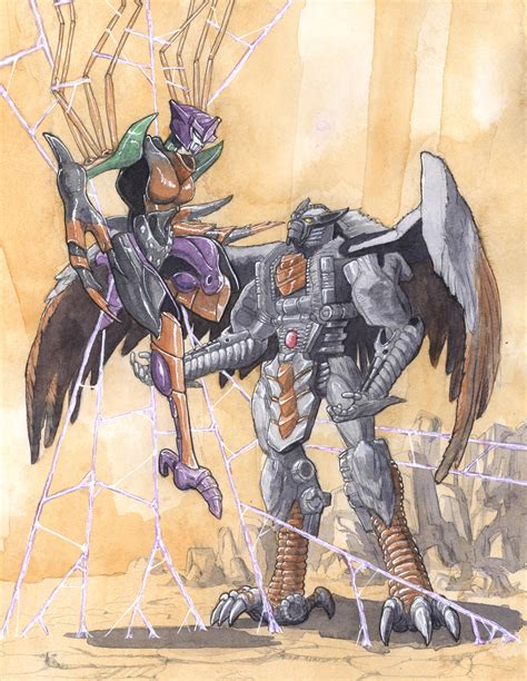 Beast Wars Silverbolt x Blackarachnia watercolor by TGping on DeviantArt