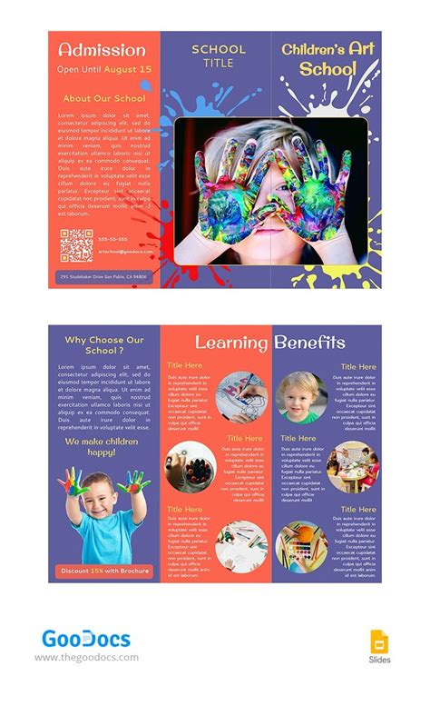 Bright Art School Pamphlet Template In Google Slides