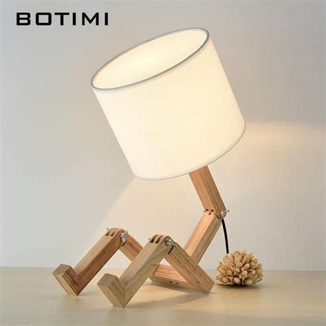 Lampe De Chevet En Bois En Forme De Bonhomme Et Abat Jour Lumeers