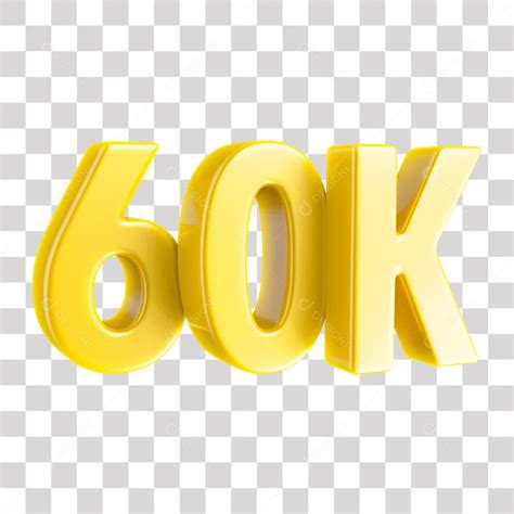 Elemento 3D 60K De Seguidores Dourado Para Composição PNG Transparente