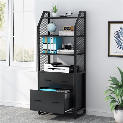 Tribesigns 2 Drawer File Cabinet With Bookshelf Modern Vertical Filing