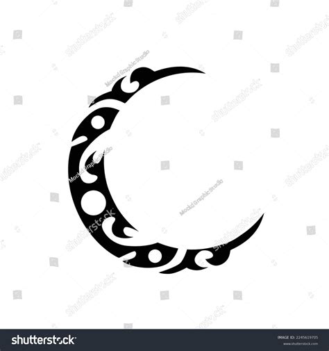 Crescent Moon Tribal Concept Black White Stock Vector Royalty Free