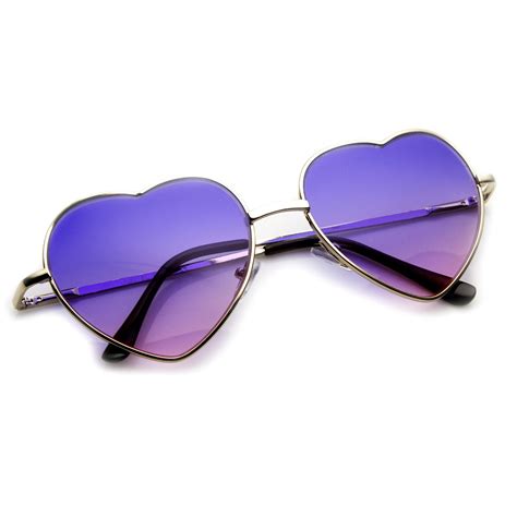 Cute Metal Heart Shape Sunglasses With Rainbow Lens Zerouv