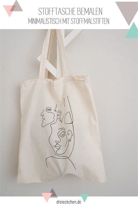 Line Art Muster Mit Stoffmalstiften Diy Baumwolltasche Bemalen Tote