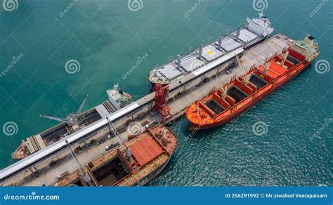 Aerial Top View Large General Cargo Ship Bulk Carrier Stock Photo