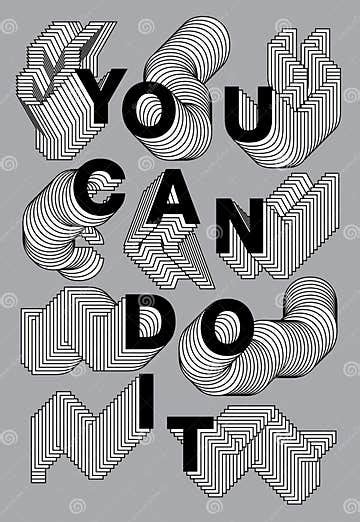 You Can Do It Layered Alphabet Words With Phrases About Cheer Stock