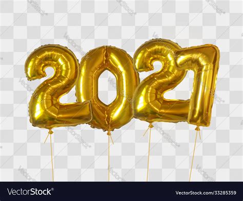 Gold Foil Balloons Number 2021 Royalty Free Vector Image