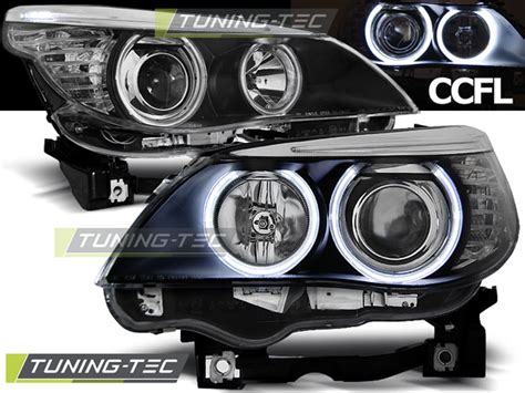 Scheinwerfer CCFL Angel Eyes für BMW 5er E60 E61 Bj 03 07 Schwarz