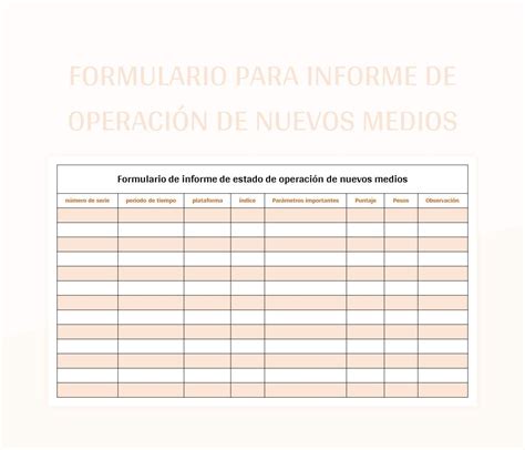 Plantilla De Formato Excel Formulario Para Informe De Operaci N De