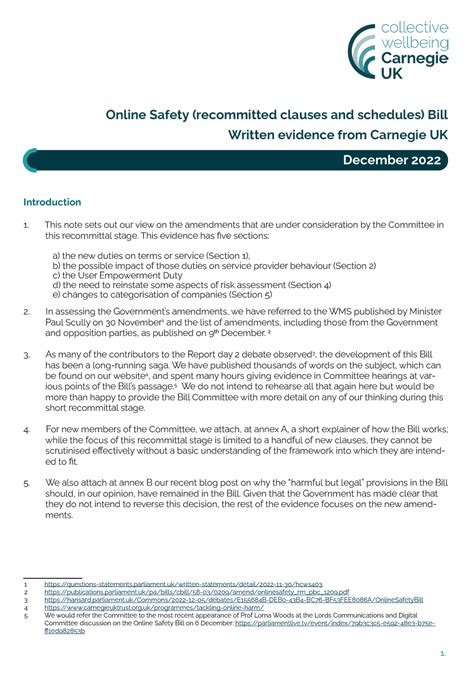 Online Safety Recommitted Clauses And Schedules Bill Written Evidence