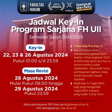 Jadwal Kuliah Semester Ganjil T A Program Sarjana Fh Uii