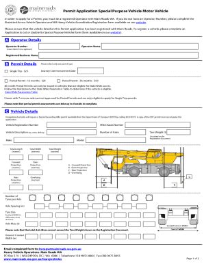 Fillable Online Permit Application Special Purpose Vehicle Motor