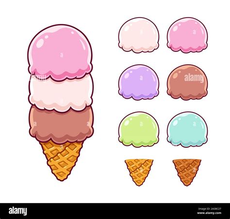 Illustration Neapolitan Gelato Ice Cream Cut Out Stock Images