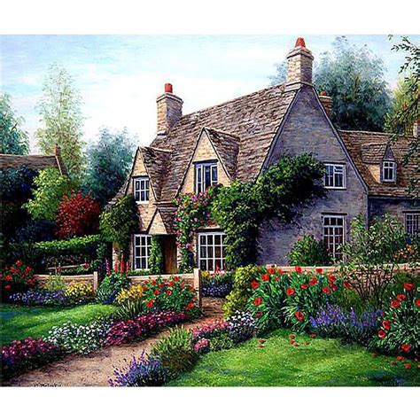 Diy Diamond Painting Landscape Garden Cottage New D Cross Stitch